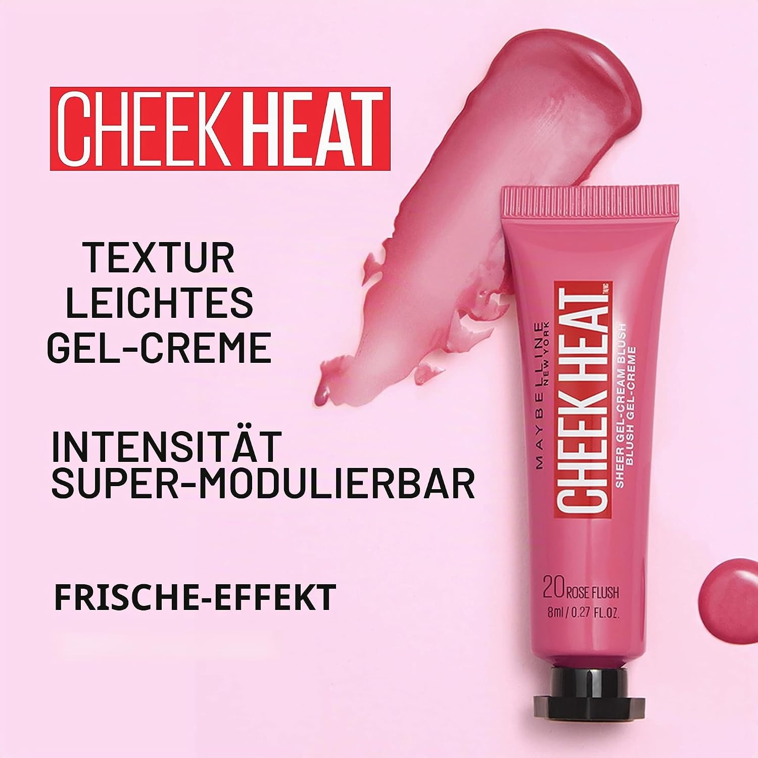 image:imageMAYBELLINE Cheek Heat Blush Rouge GelFormel wasserbasierte Farbpigmente glossyglnzendes Finish 20 Rose Flash 10 ml 1er Pack15 Nude Burn