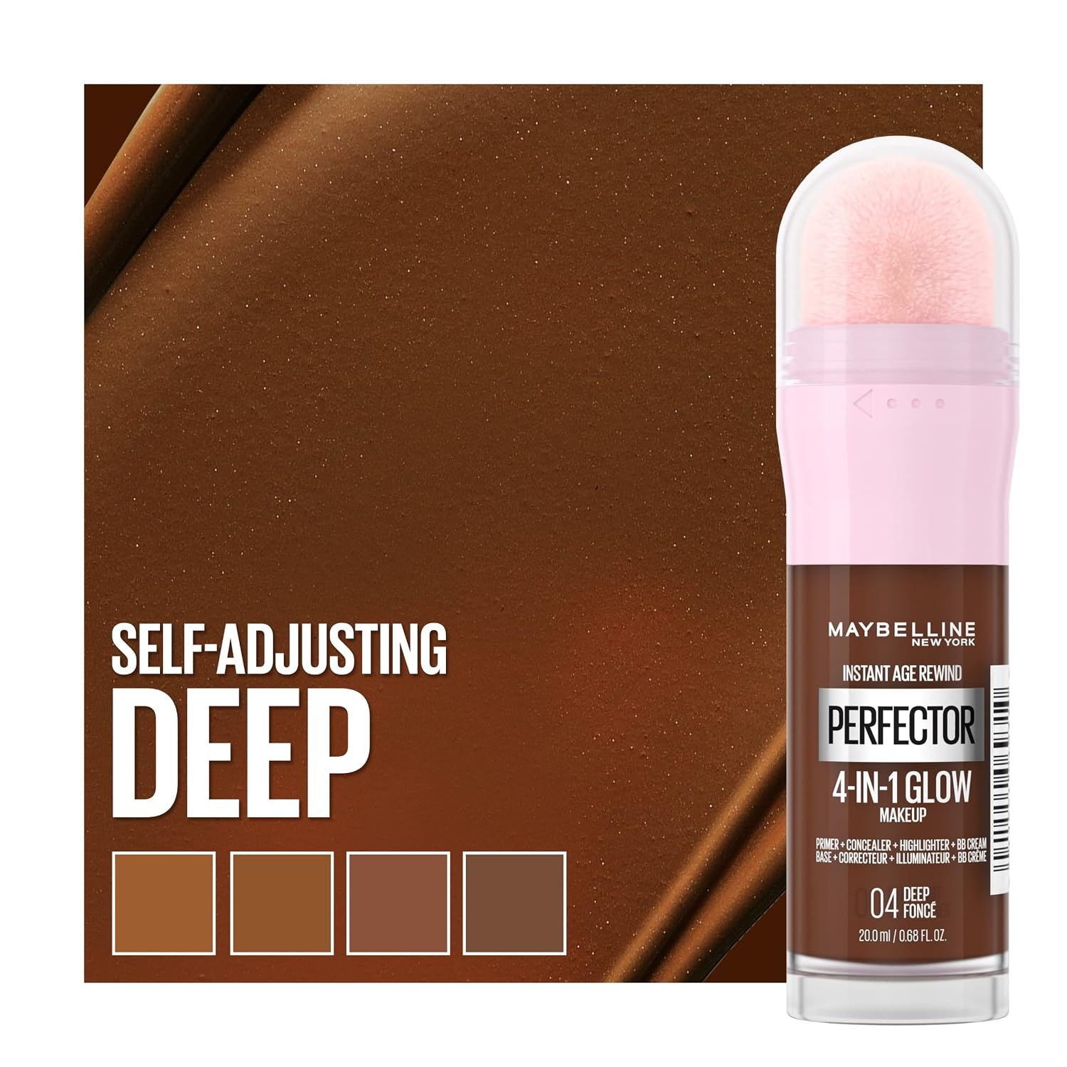 image:imageMaybelline New York 4in1 Make Up mit Concealer BB Cream Highlighter und Primer fr einen perfekten Teint Foundation mit leichter Deckkraft Instant Perfector Glow Nr 01 Light 20 ml04 Deep