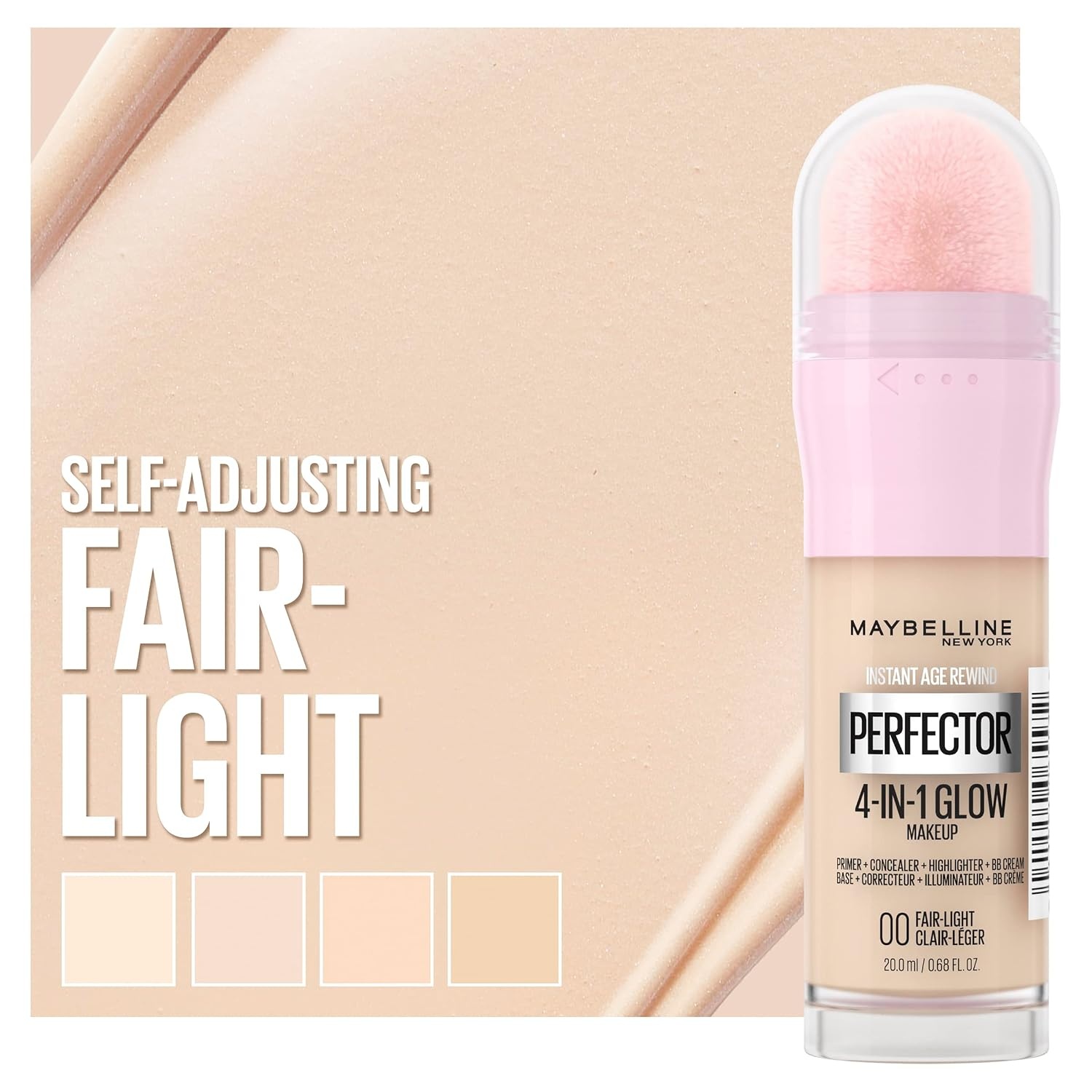 image:imageMaybelline New York 4in1 Make Up mit Concealer BB Cream Highlighter und Primer fr einen perfekten Teint Foundation mit leichter Deckkraft Instant Perfector Glow Nr 01 Light 20 mlklar