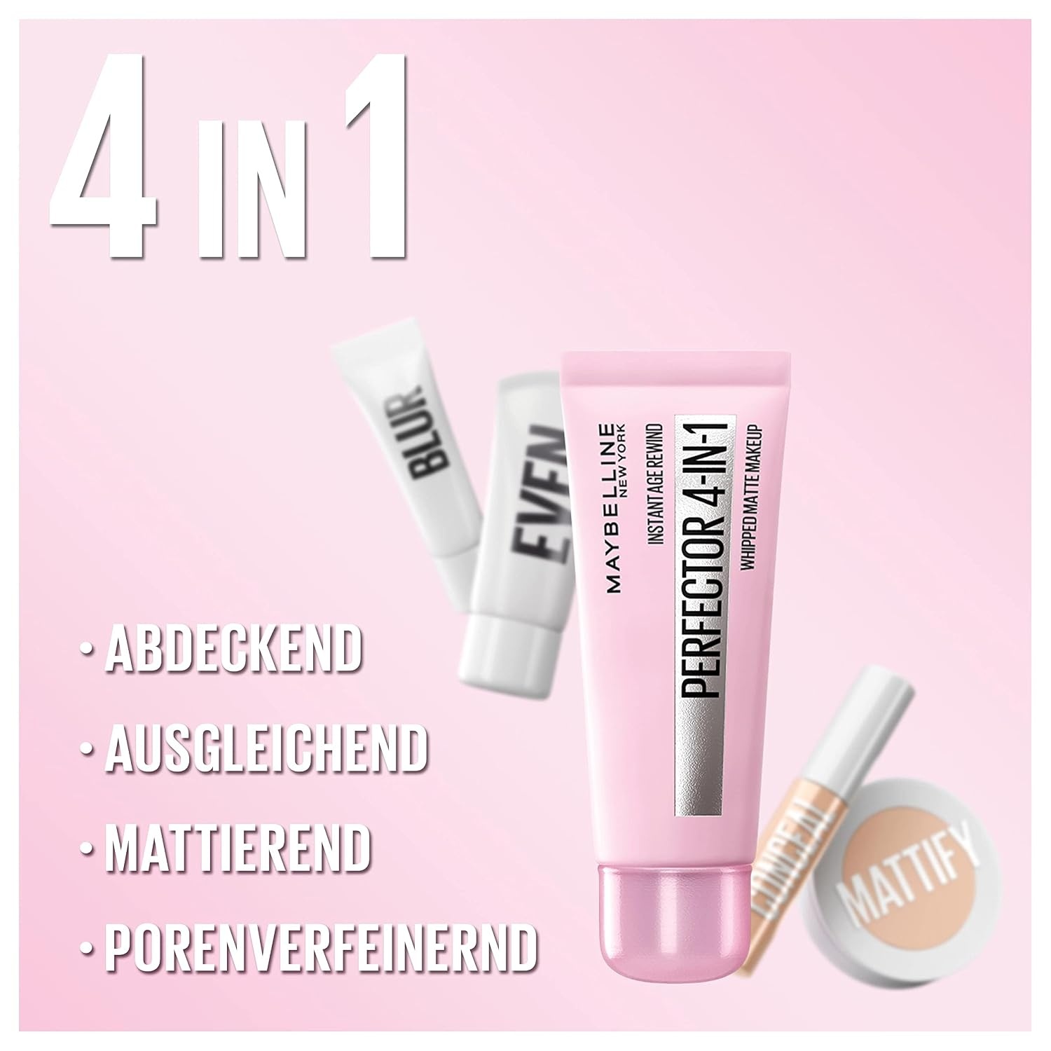 image:imageMaybelline New York 4in1 Make Up mit Concealer BB Cream Puder und Primer fr einen perfektionierten Teint Foundation mit leichter Deckkraft Instant Perfector Matte Nr 02 Light Medium 30 mlNr 0 FairLight