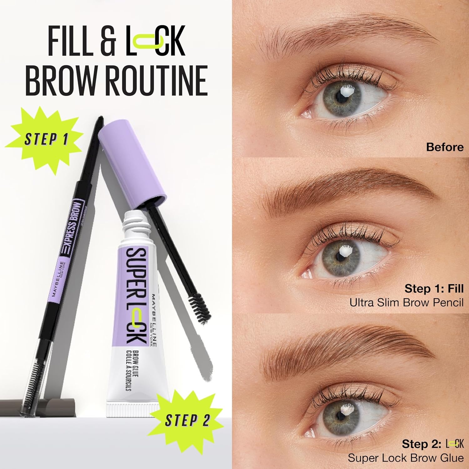image:imageMaybelline New York Augenbrauengel Fr definierte Augenbrauen Starker Halt ohne abzublttern oder zu kleben Integriertes StylingBrstchen Super Lock Brow Glue Transparent 8 gTaupe