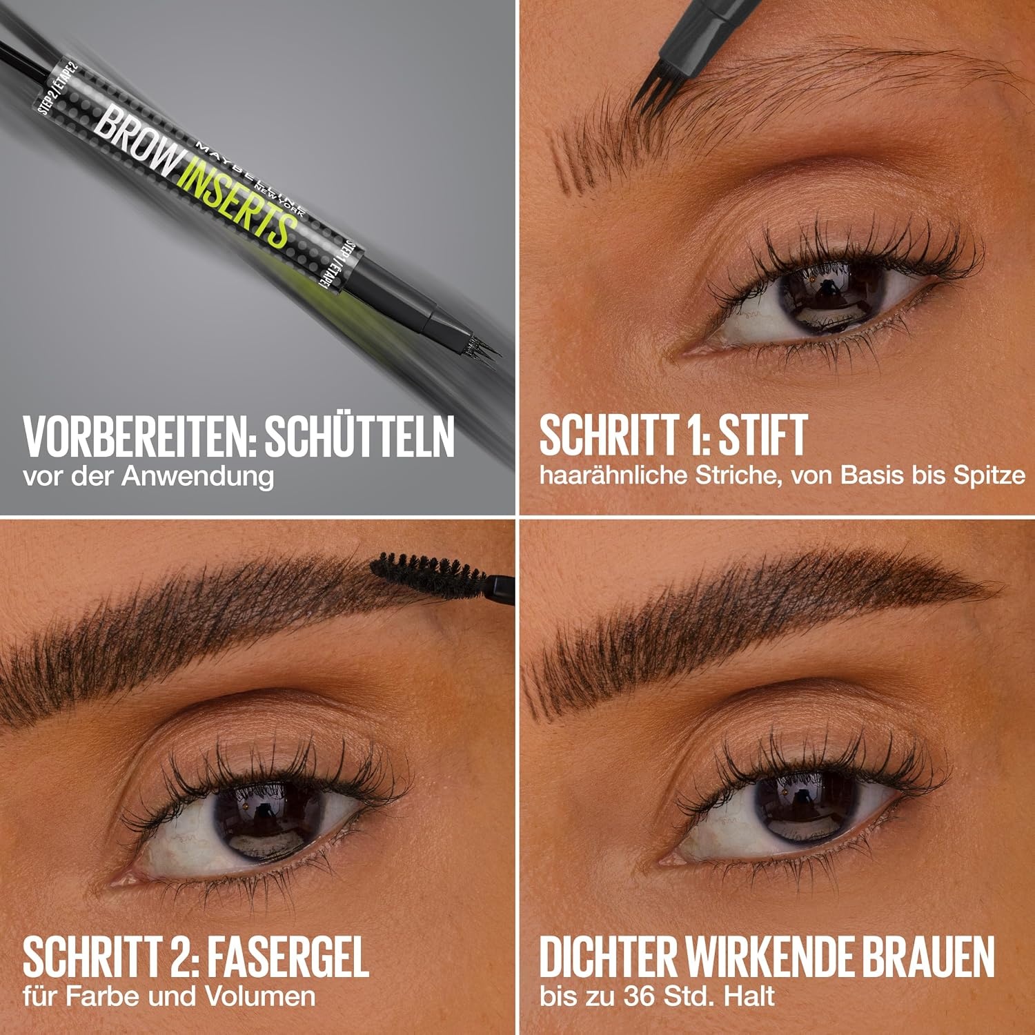image:imageMaybelline New York Brow Inserts 2in1 Augenbrauenstift fr fllige amp definierte Augenbrauen 3fach MikroSpitze amp FaserGel mit bis zu 36H Halt Wasserfest amp Wischfest Blonde 1 1 Stk5 Deep Brown