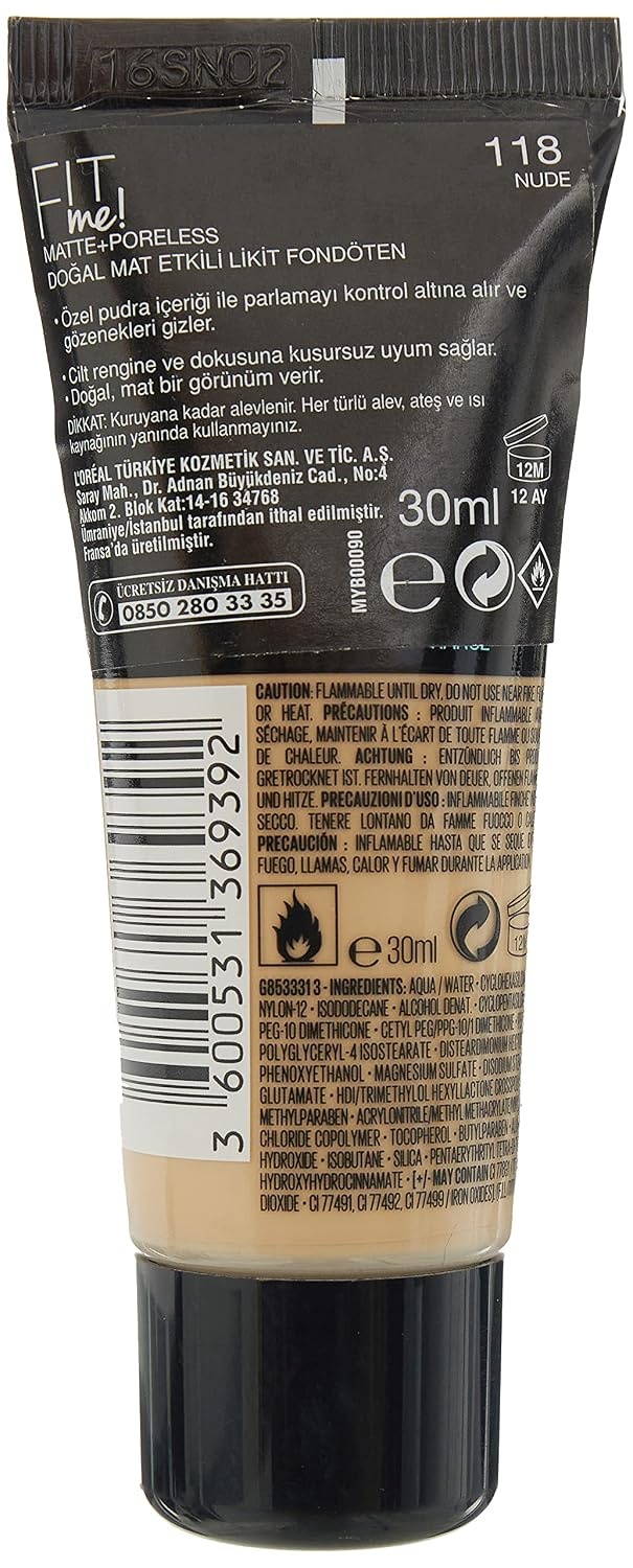 image:imageMaybelline New York Fit me Matte amp Poreless Makeup Nr 335 Classic Tan 30 mlNr 118 Light Beige