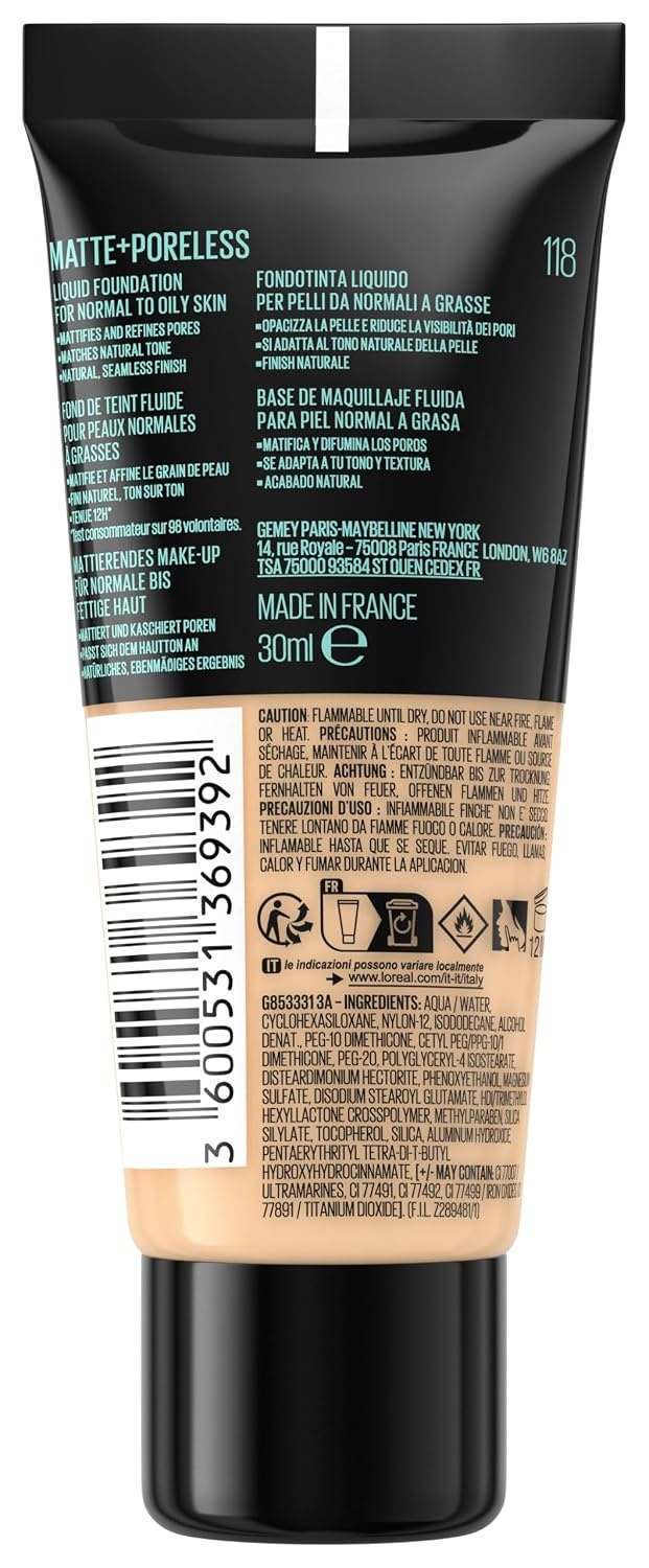 image:imageMaybelline New York Fit me Matte amp Poreless Makeup Nr 335 Classic Tan 30 mlNr 118 Light Beige