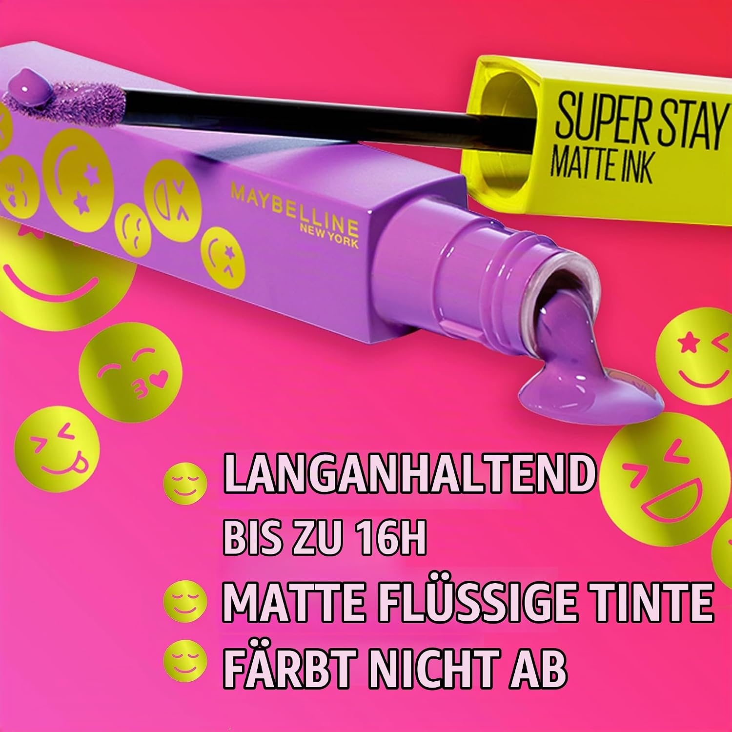 image:imageMaybelline New York Flssiger Lippenstift mit mattem Finish 16h Halt ohne Abfrben Vegane Formel Super Stay Matte Ink Moodmaker Nr 445 Energizer 5ml445 Energizer