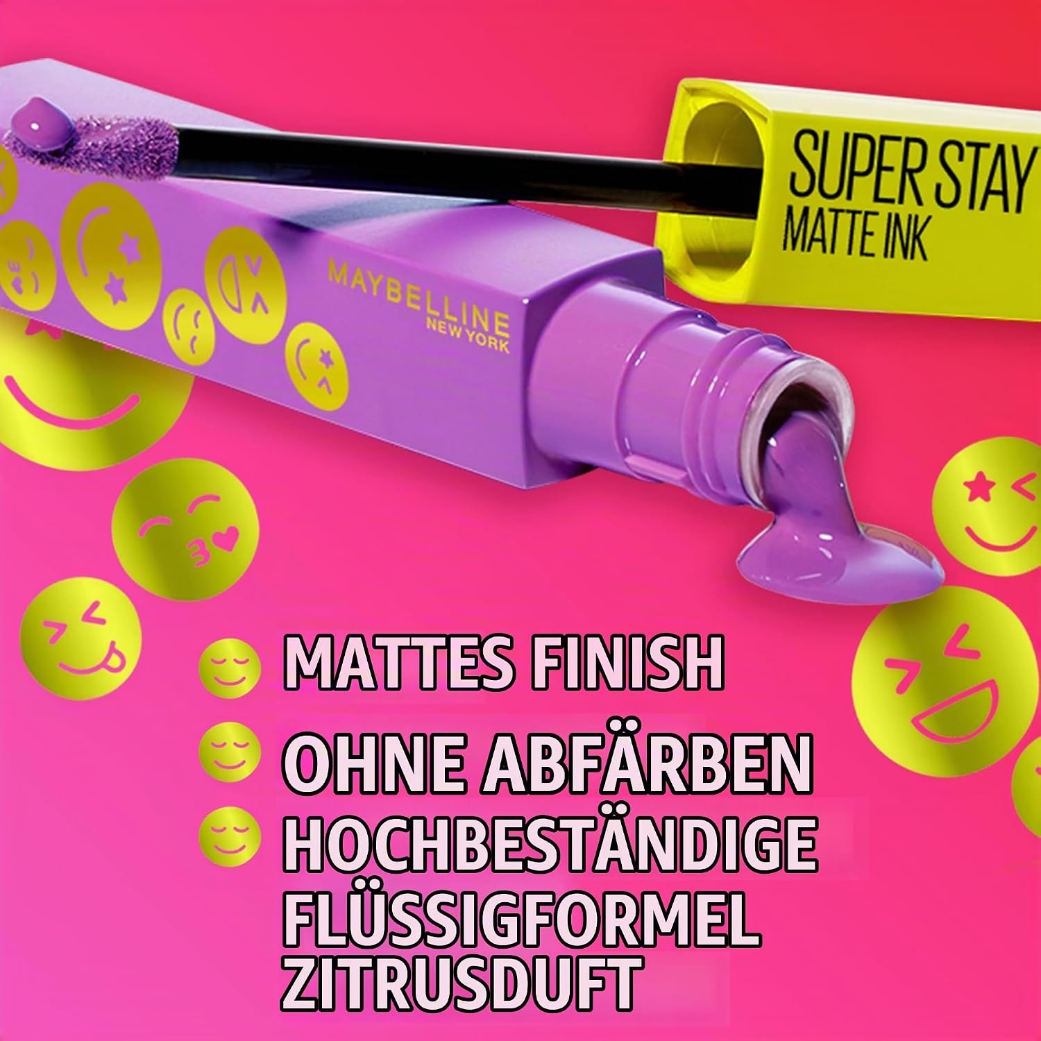 image:imageMaybelline New York Flssiger Lippenstift mit mattem Finish 16h Halt ohne Abfrben Vegane Formel Super Stay Matte Ink Moodmaker Nr 445 Energizer 5mlrot