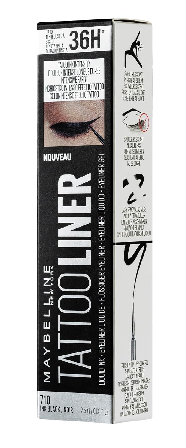 image:imageMaybelline New York Flssiger wasserfester Eyeliner mit 36h Halt und farbintensivem Finish Tattoo Liner Liquid Ink Eyeliner Nr 710 Black Schwarz 1 StckSchwarz
