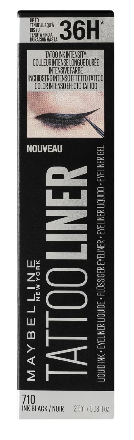 image:imageMaybelline New York Flssiger wasserfester Eyeliner mit 36h Halt und farbintensivem Finish Tattoo Liner Liquid Ink Eyeliner Nr 710 Black Schwarz 1 StckSchwarz