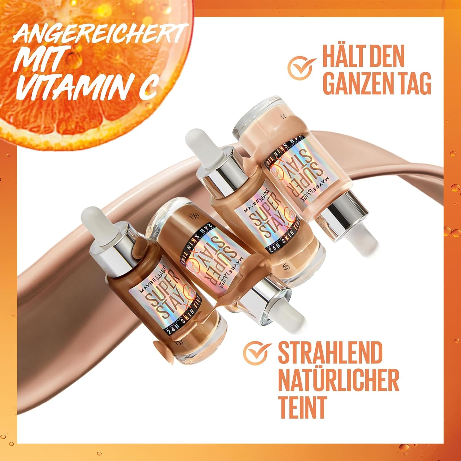 image:imageMaybelline New York Foundation Langanhaltendes MakeUp mit Vitamin C Vegane Formel Super Stay Skin Tint Nr 362