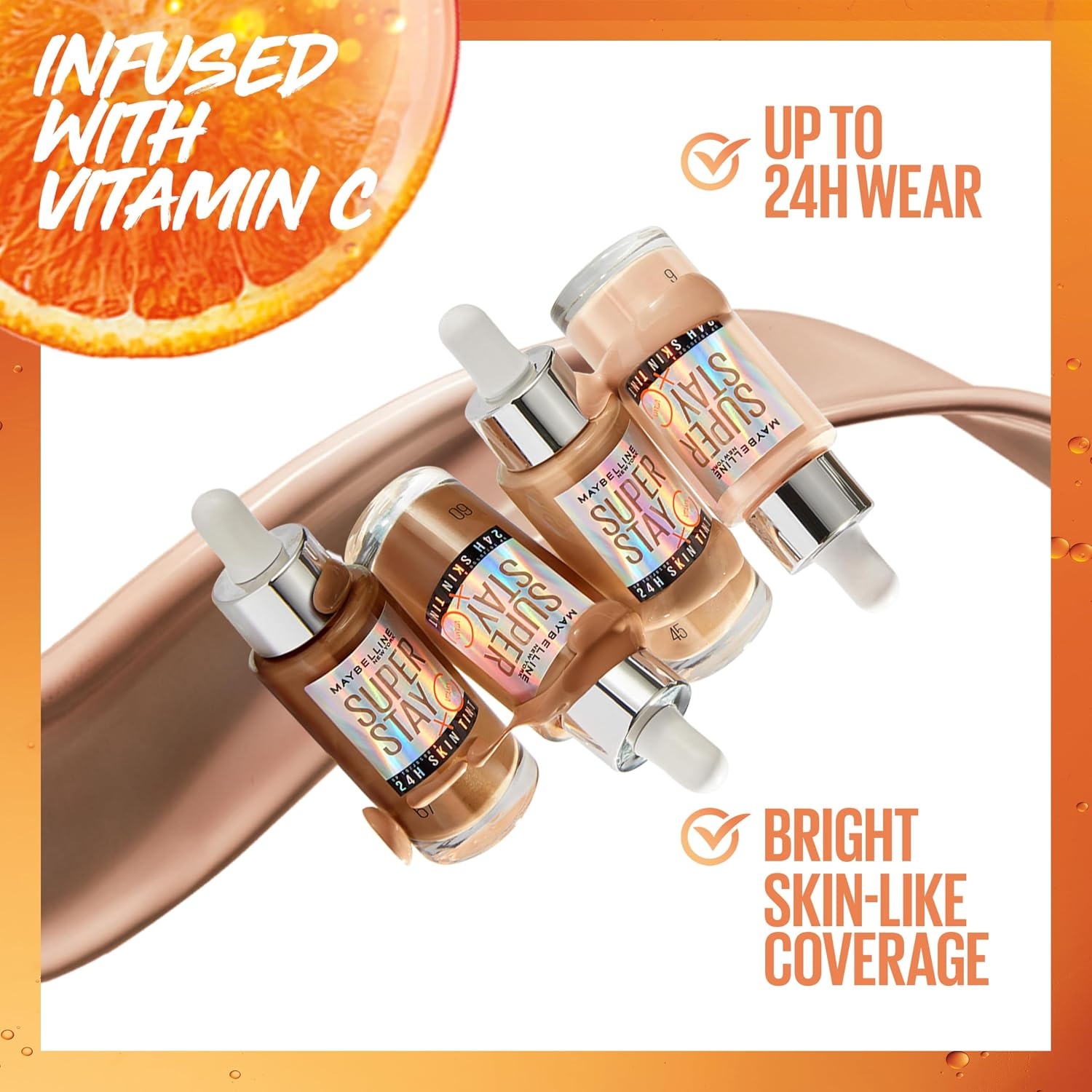 image:imageMaybelline New York Foundation Langanhaltendes MakeUp mit Vitamin C Vegane Formel Super Stay Skin Tint Nr 3640 Fwan
