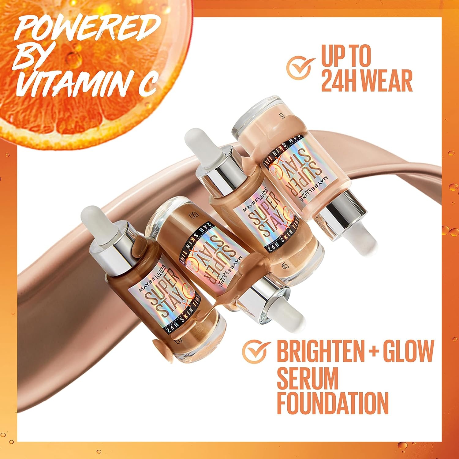 image:imageMaybelline New York Foundation Langanhaltendes MakeUp mit Vitamin C Vegane Formel Super Stay Skin Tint Nr 36Farbton 23