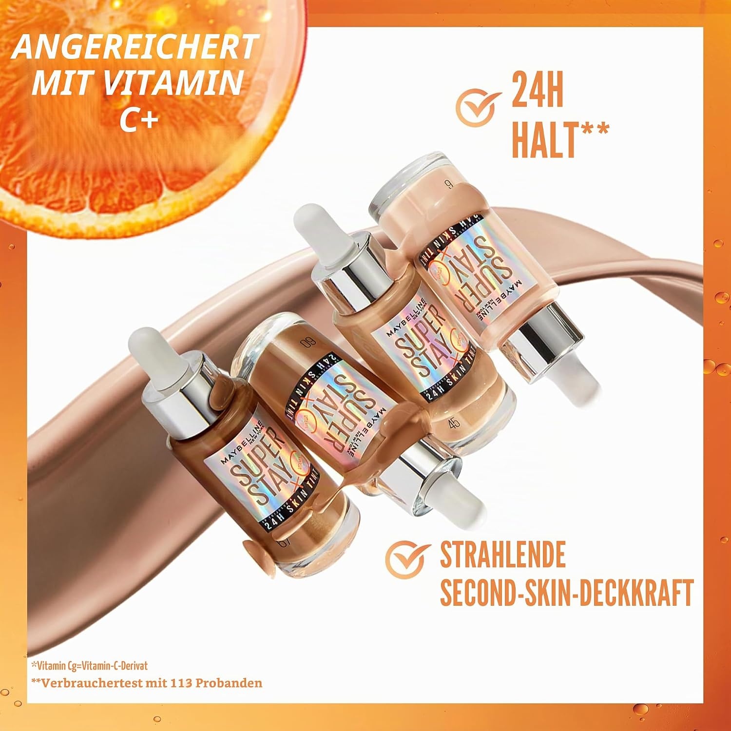 image:imageMaybelline New York Foundation Langanhaltendes MakeUp mit Vitamin C Vegane Formel Super Stay Skin Tint Nr 36Farbton 31
