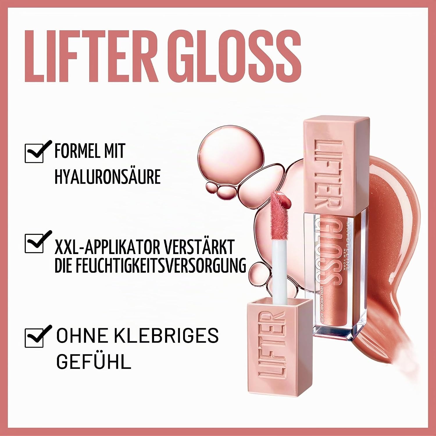 image:imageMaybelline New York Glnzender Lipgloss fr voller wirkende Lippen Feuchtigkeitsspendend Mit Hyaluronsure Lifter Gloss Farbe Nr 002 Ice Nude 1 x 54 mlGummibr