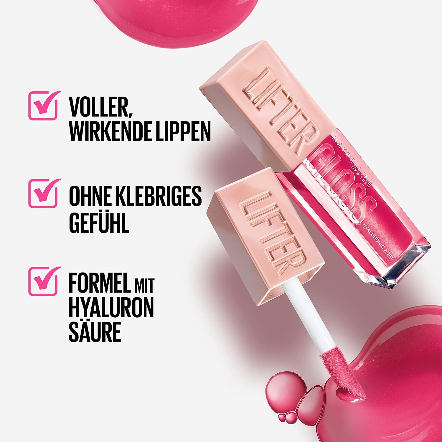 image:imageMaybelline New York Glnzender Lipgloss fr voller wirkende Lippen Feuchtigkeitsspendend Mit Hyaluronsure Lifter Gloss Farbe Nr 002 Ice Nude 1 x 54 mlIce