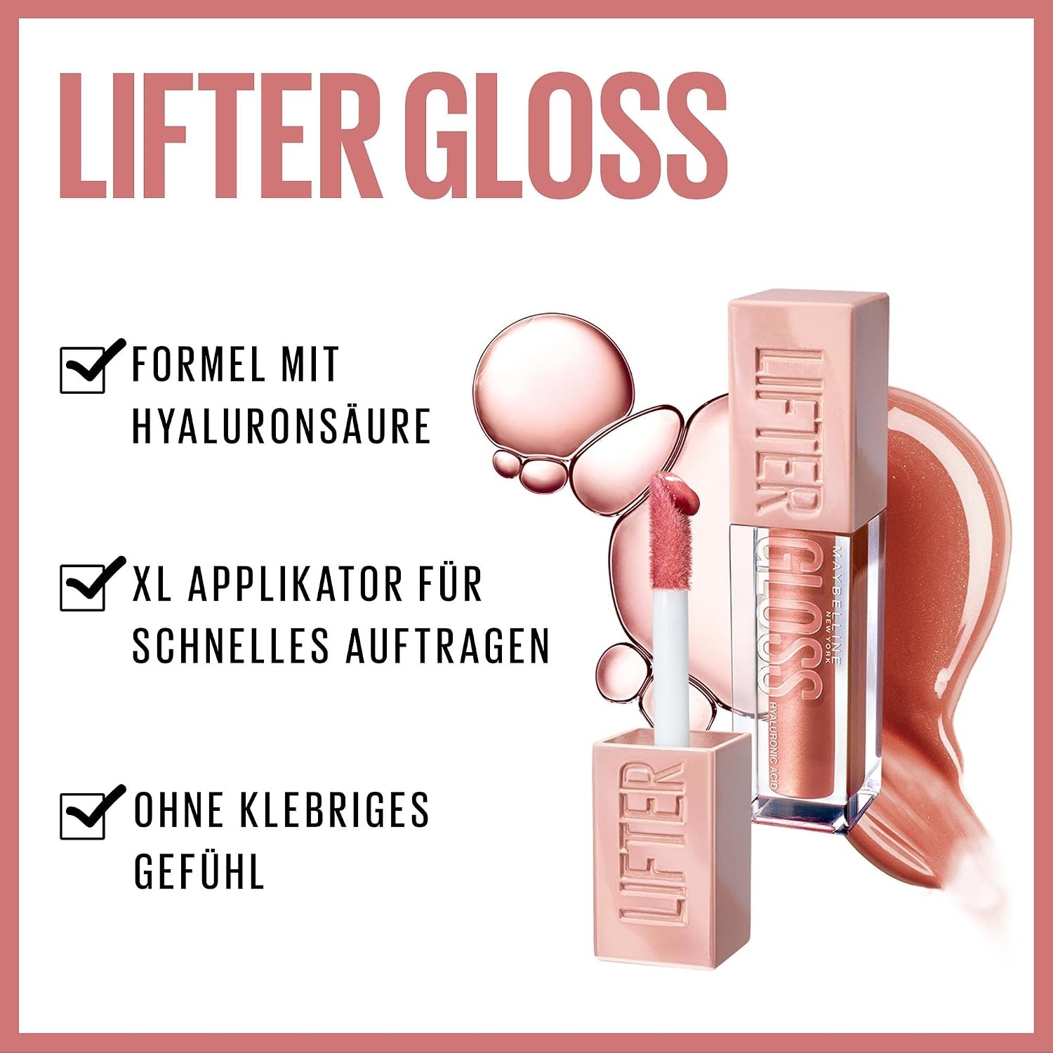 image:imageMaybelline New York Glnzender Lipgloss fr voller wirkende Lippen Feuchtigkeitsspendend Mit Hyaluronsure Lifter Gloss Farbe Nr 002 Ice Nude 1 x 54 mlIce