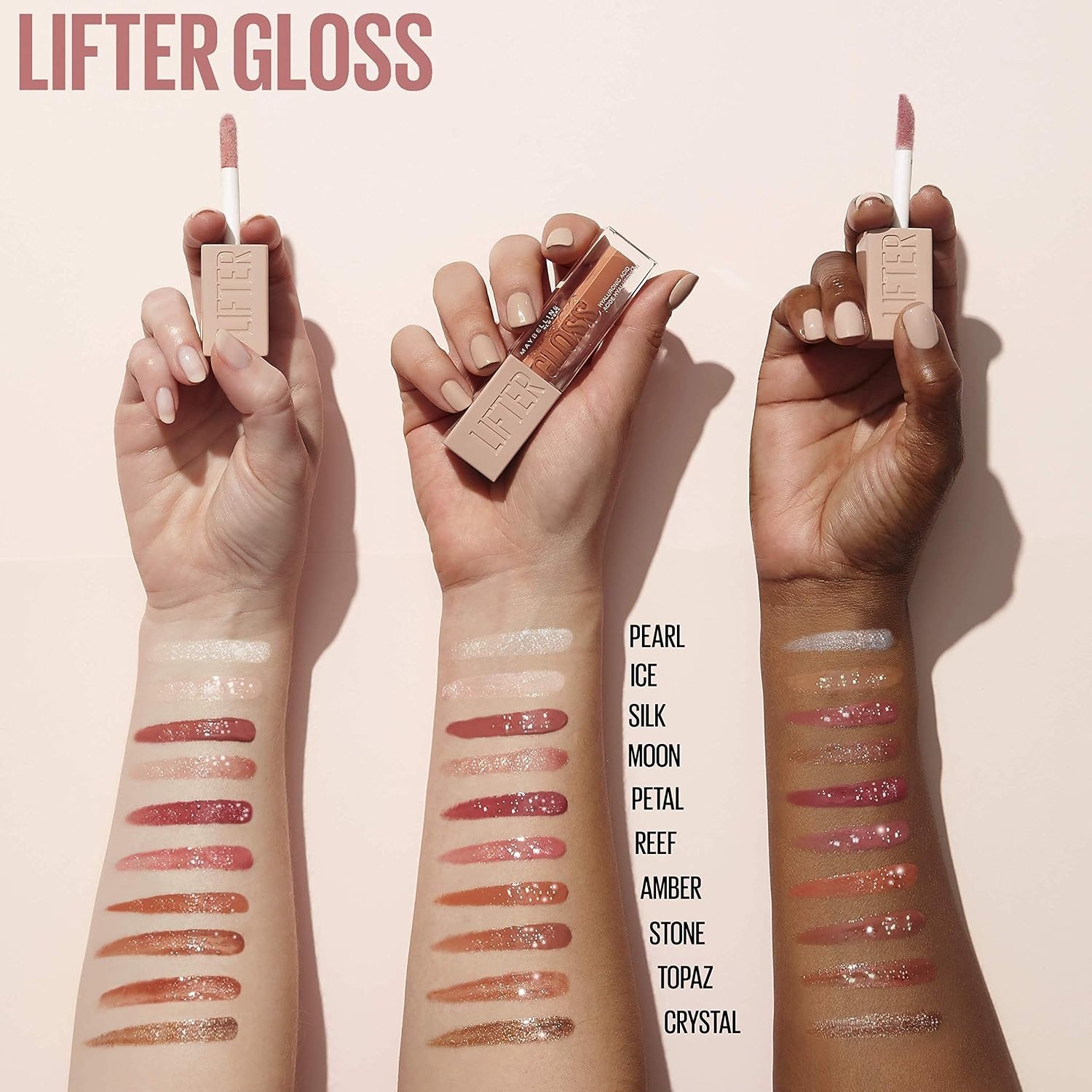 image:imageMaybelline New York Glnzender Lipgloss fr voller wirkende Lippen Feuchtigkeitsspendend Mit Hyaluronsure Lifter Gloss Farbe Nr 002 Ice Nude 1 x 54 mlNr 04 Silk