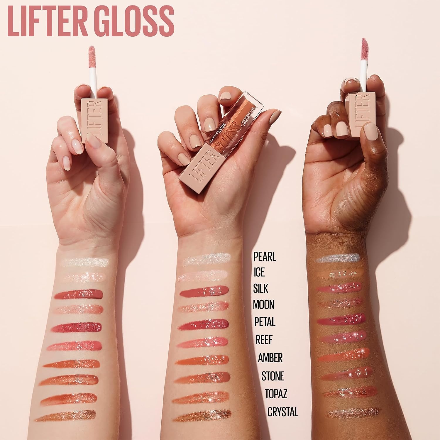 image:imageMaybelline New York Glnzender Lipgloss fr voller wirkende Lippen Feuchtigkeitsspendend Mit Hyaluronsure Lifter Gloss Farbe Nr 002 Ice Nude 1 x 54 mlNr 04 Silk