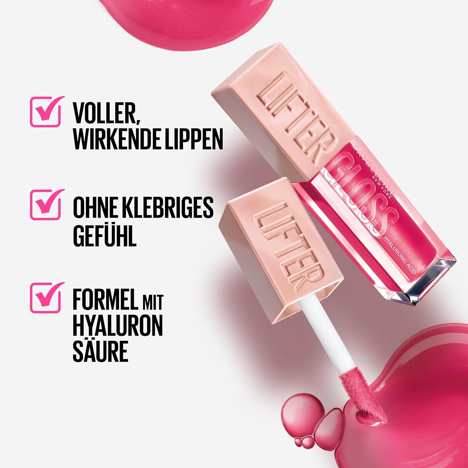 image:imageMaybelline New York Glnzender Lipgloss fr voller wirkende Lippen Feuchtigkeitsspendend Mit Hyaluronsure Lifter Gloss Farbe Nr 002 Ice Nude 1 x 54 mlPfirsichring