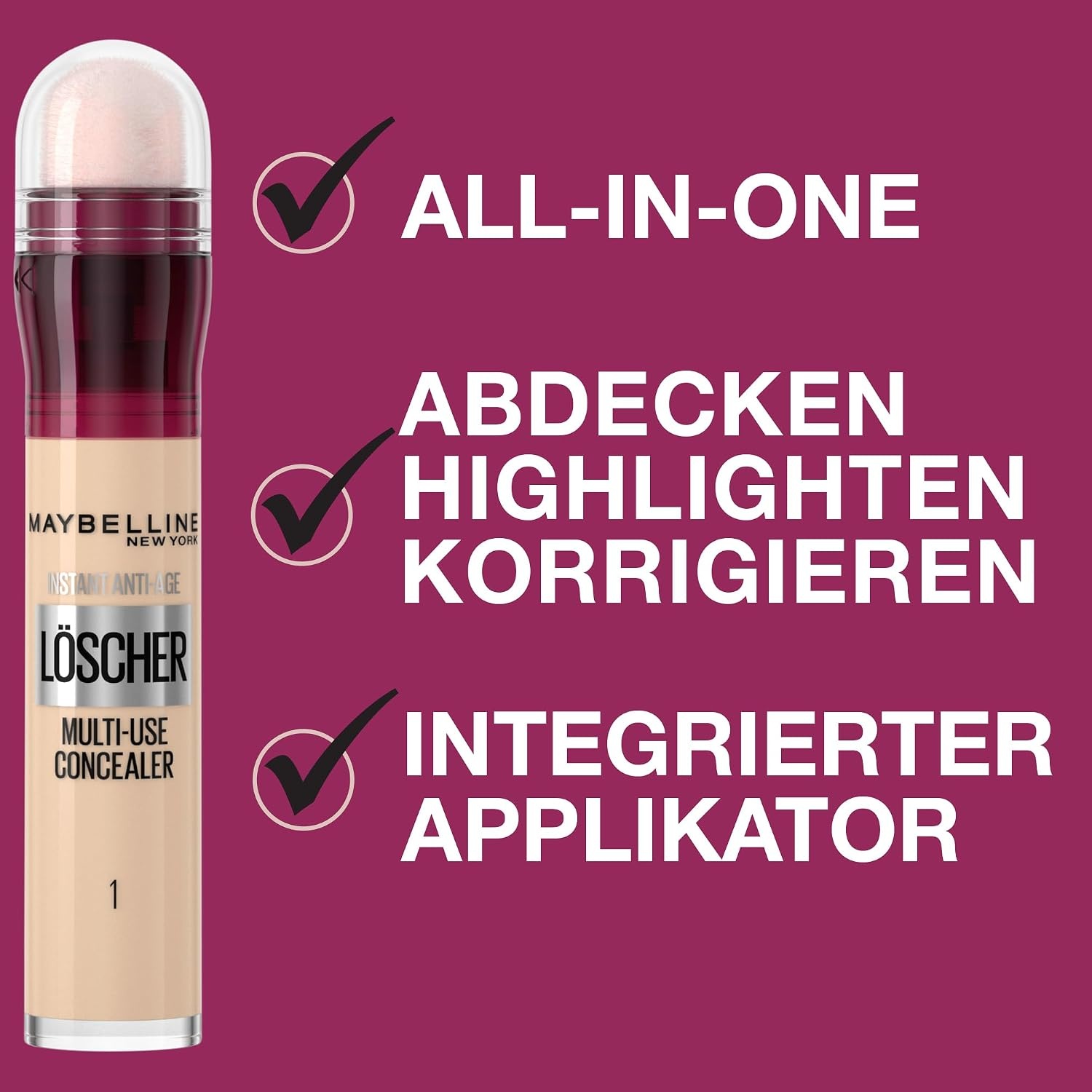 image:imageMaybelline New York Instant AntiAge Effekt Lscher Concealer gegen Augenringe amp Falten Mit GojiBeere amp Haloxyl MikroLschApplikator fr przises Abdecken Nr 01 Light 68ml08 Buff