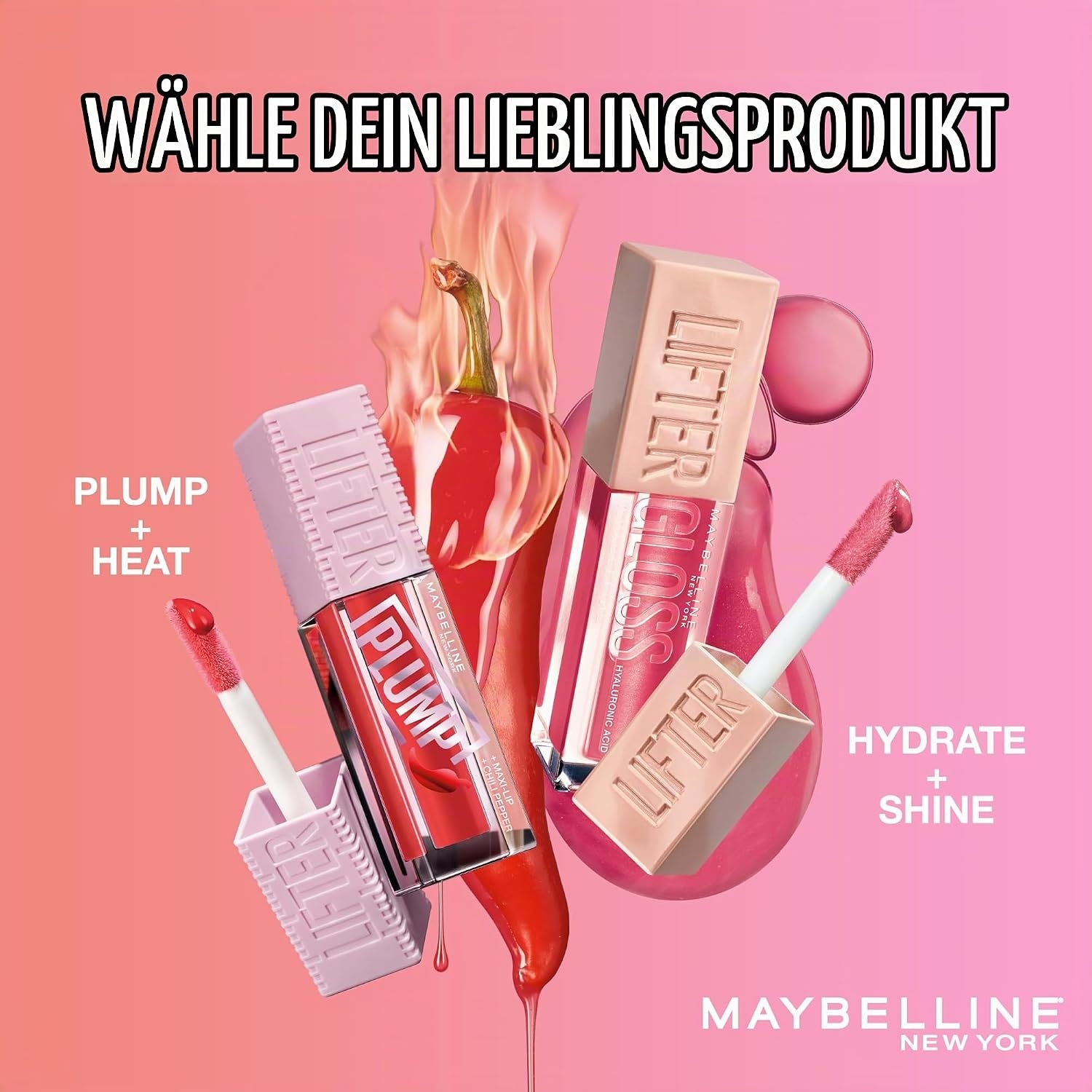 image:imageMaybelline New York Lipgloss fr vollere Lippen 005 Peach Feaver 54 ml003 Pink Sting