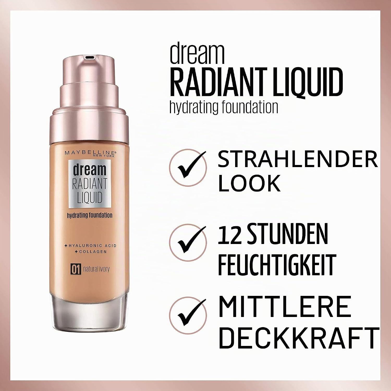 image:imageMaybelline New York Make Up Dream Radiant Liquid MakeUp Flssige Foundation Nr 03 True Ivory 30 mlNatrliches Elfenbein