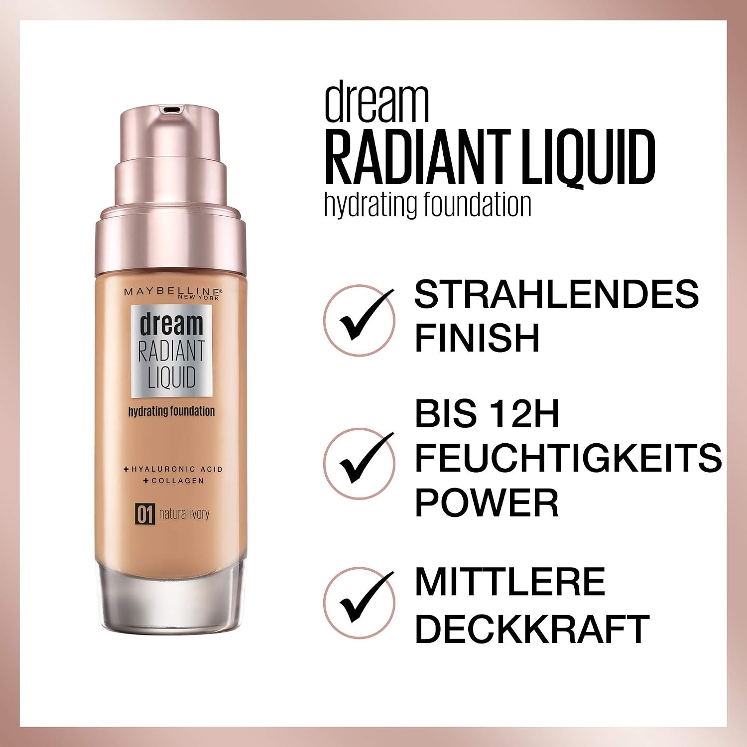 image:imageMaybelline New York Make Up Dream Radiant Liquid MakeUp Flssige Foundation Nr 03 True Ivory 30 mlNatrliches Elfenbein