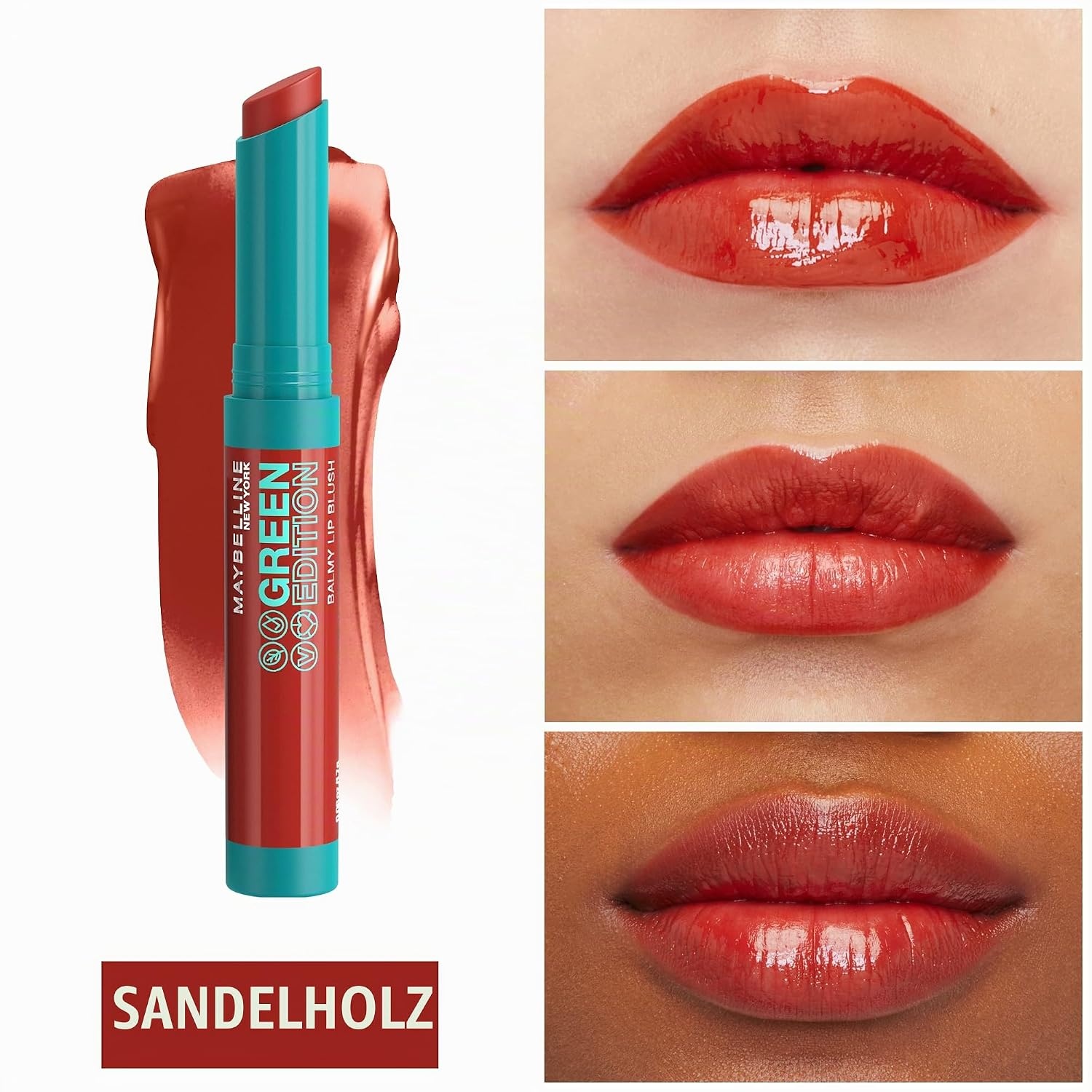 image:imageMaybelline New York Pflegender Lippenstift mit glnzendem Finish Vegane Formel mit natrlichen Inhaltsstoffen Green Edition Balmy Lip Blush Nr 009 Lightning 1 StckSandelwood
