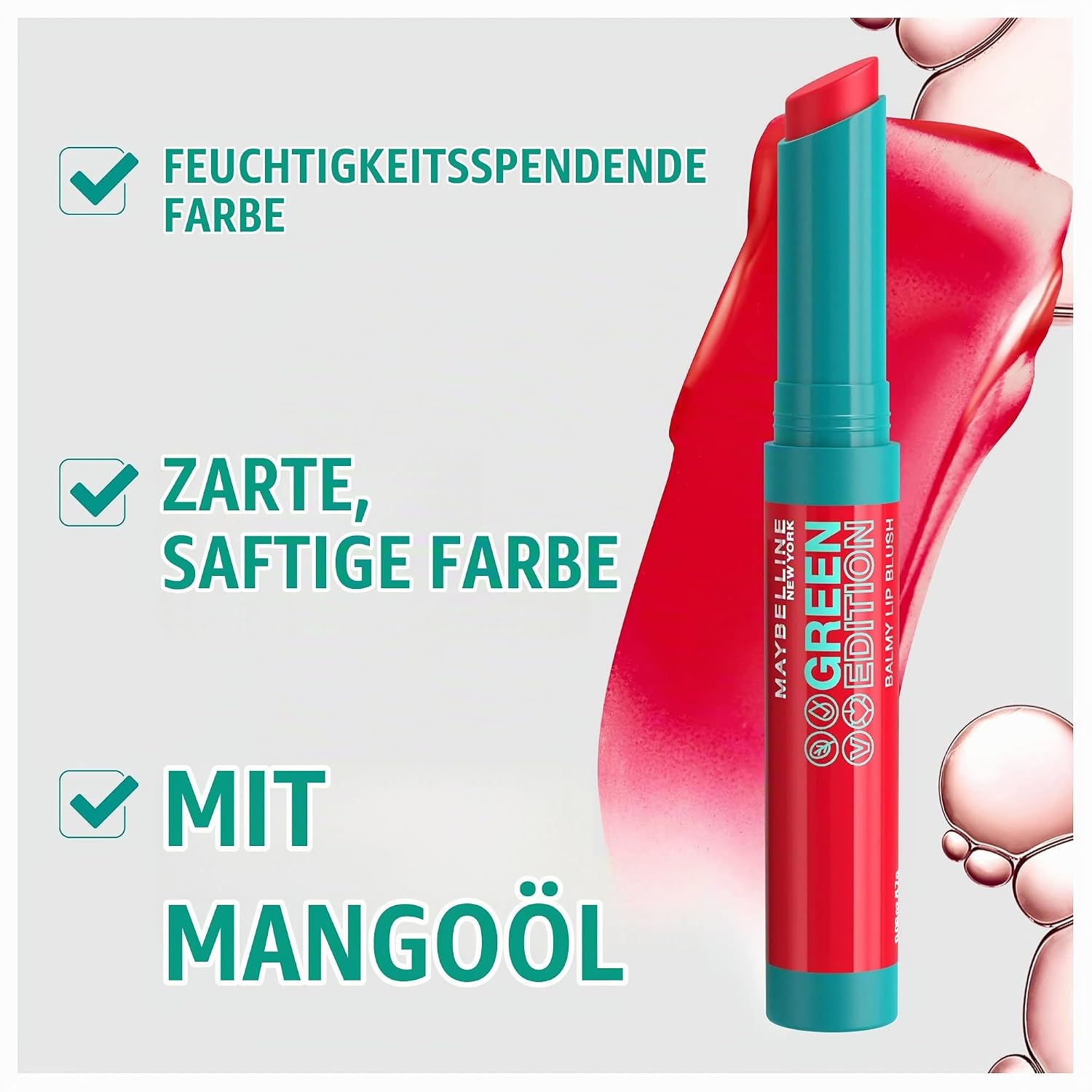 image:imageMaybelline New York Pflegender Lippenstift mit glnzendem Finish Vegane Formel mit natrlichen Inhaltsstoffen Green Edition Balmy Lip Blush Nr 009 Lightning 1 StckSandelwood