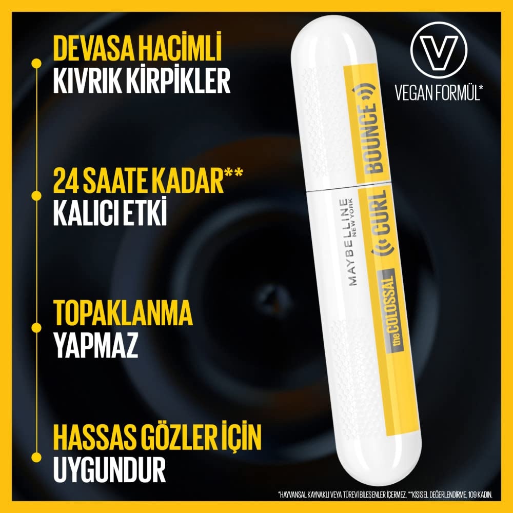 image:imageMaybelline New York Schwarze Wimperntusche fr 24h Schwung und Volumen Mit Memory Curl Formel fr unvergessliches Augen Makeup Colossal Curl Bounce Mascara Very Black 1 x 10 mlsehr schwarz