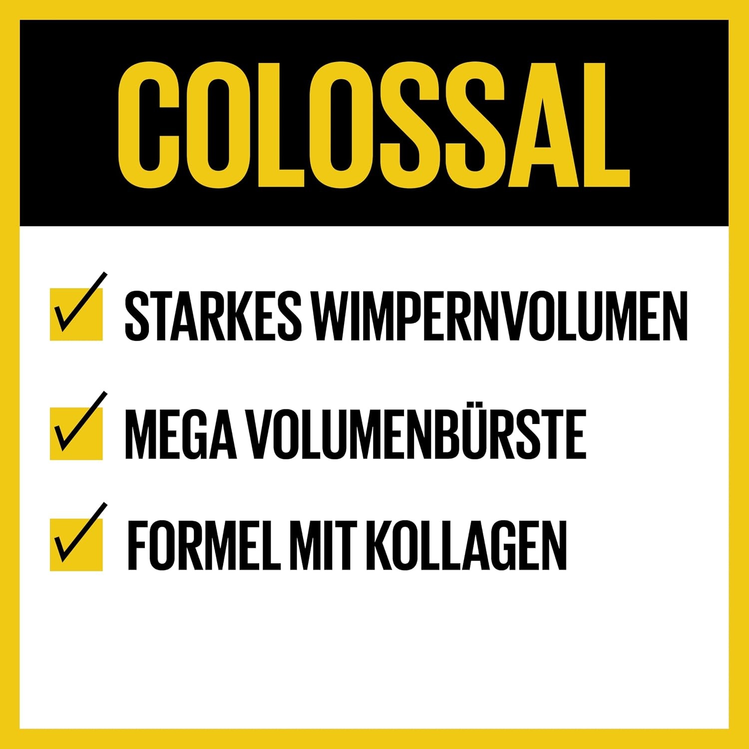 image:imageMaybelline New York Schwarze Wimperntusche mit Collagen fr voluminse Wimpern in nur einem Auftrag Volum Express The Colossal Mascara Black 1 x 107 mlSchwarz