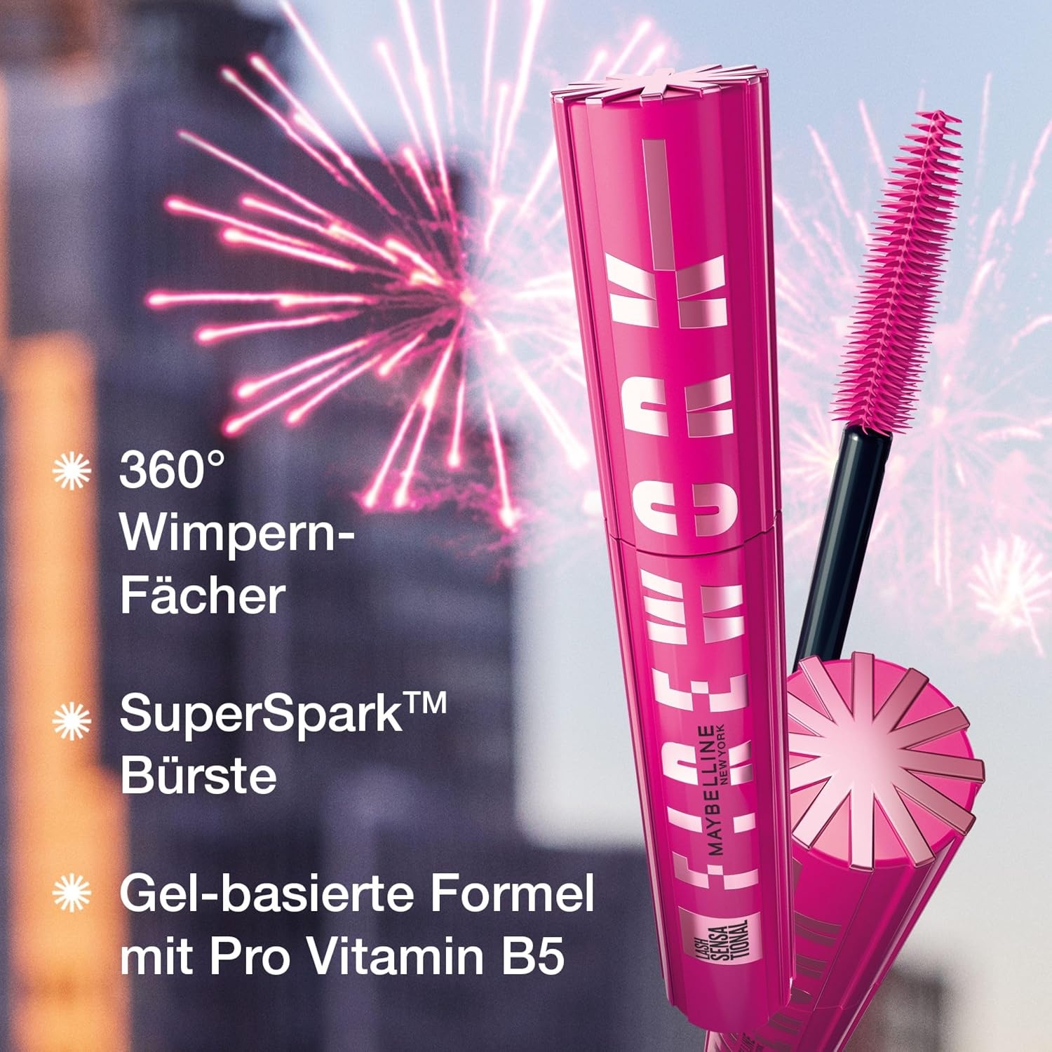 image:imageMaybelline New York Sensational Lashes Firework Mascara Volumen und Offenheit des Auges Spirale Borstenbrste 24H Hold Pro Vitamin B5 Gel Formel 2 x 10mlSchwarz