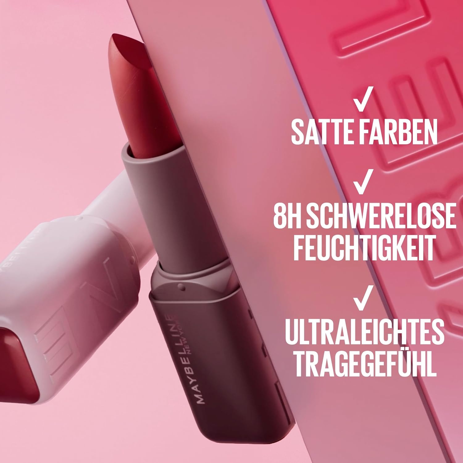 image:imageMaybelline New York Serum Lippenstift Matte Pflegender Lippenstift fr 8H Feuchtigkeit mit Hyaluronsure amp len Weiches MattFinish amp Satte Farbe Nr 002 Maybe Its 45g008 Scuse Me