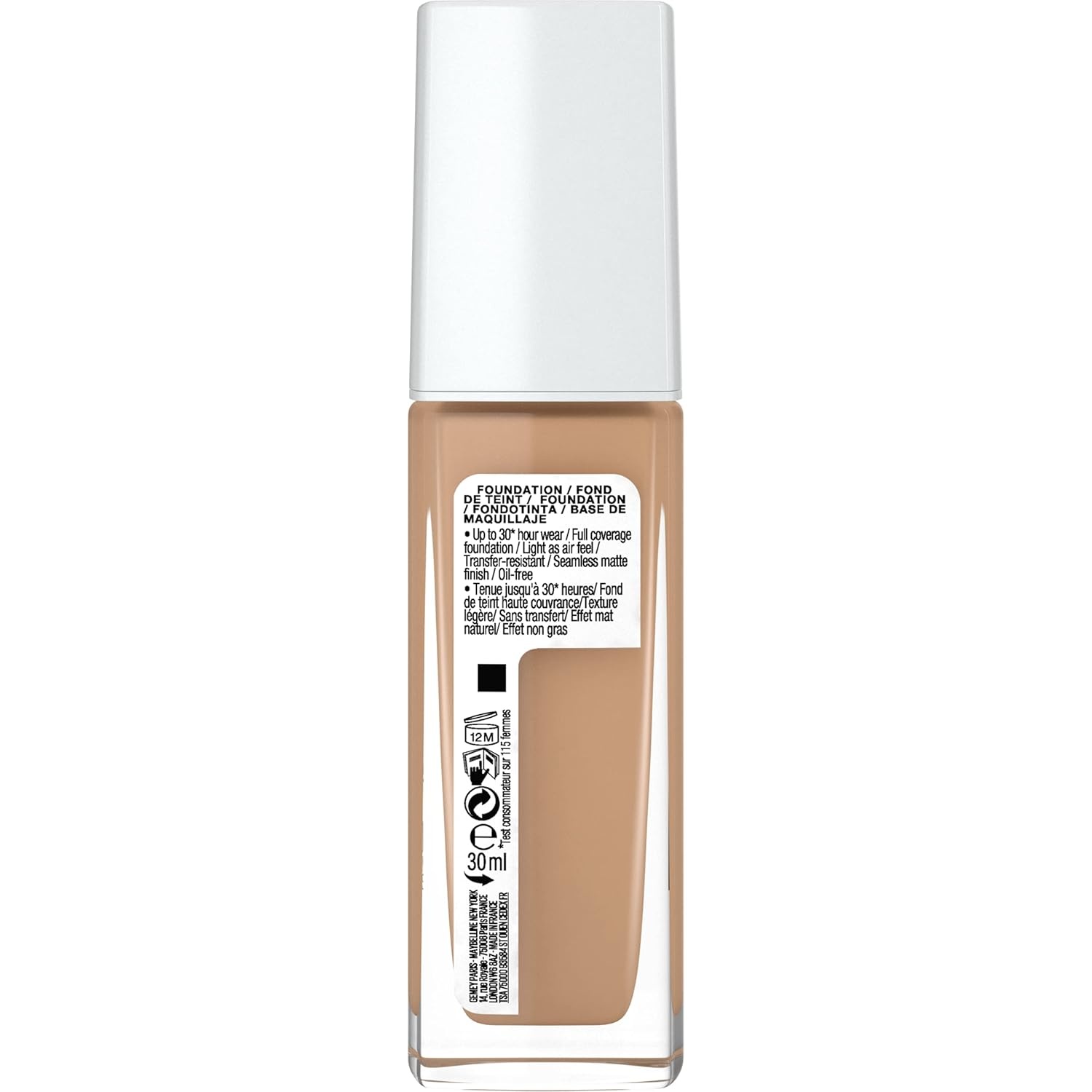 image:imageMaybelline New York Wasserfestes Make up Foundation mit hoher Deckkraft Langanhaltendes GesichtsMakeup fr helle Hauttypen Super Stay Active Wear Farbe Nr 10 Ivory Hell 1 x 30 mlNr 10 Ivory