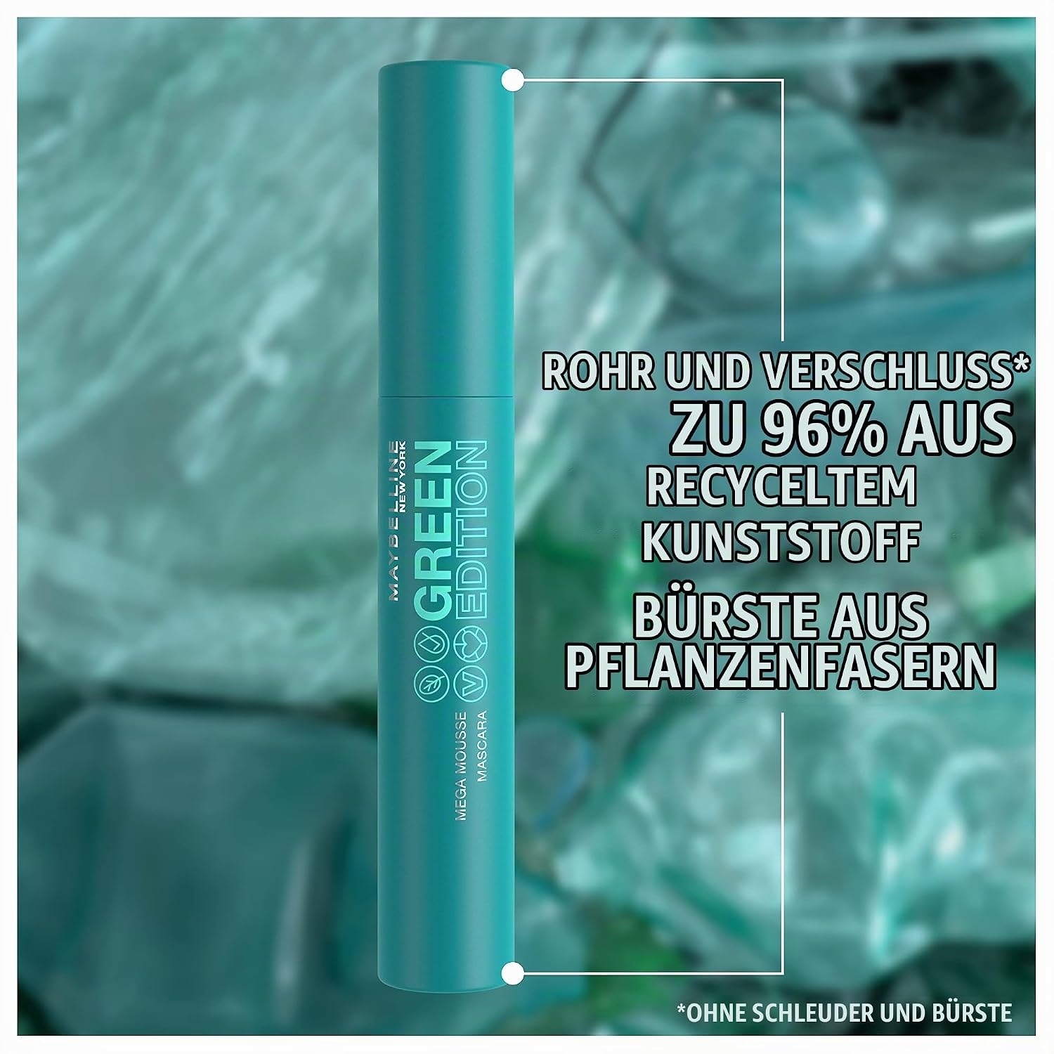 image:imageMaybelline New York Wimperntusche fr mehr Volumen und Lnge Vegane Formel mit natrlichen Inhaltsstoffen Green Edition Mega Mascara Nr01 BlackNr01 Black