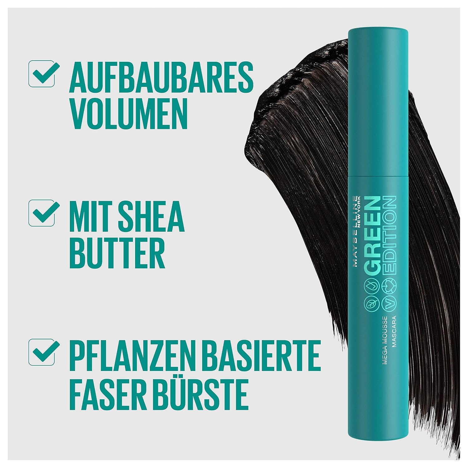 image:imageMaybelline New York Wimperntusche fr mehr Volumen und Lnge Vegane Formel mit natrlichen Inhaltsstoffen Green Edition Mega Mascara Nr01 BlackNr01 Black