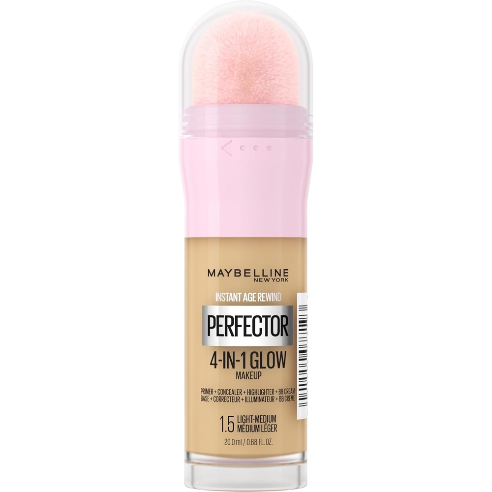 image:imageMaybelline New York 4in1 Make Up mit Concealer BB Cream Highlighter und Primer fr einen perfekten Teint Foundation mit leichter Deckkraft Instant Perfector Glow Nr 01 Light 20 mlNr 15 Light Medium