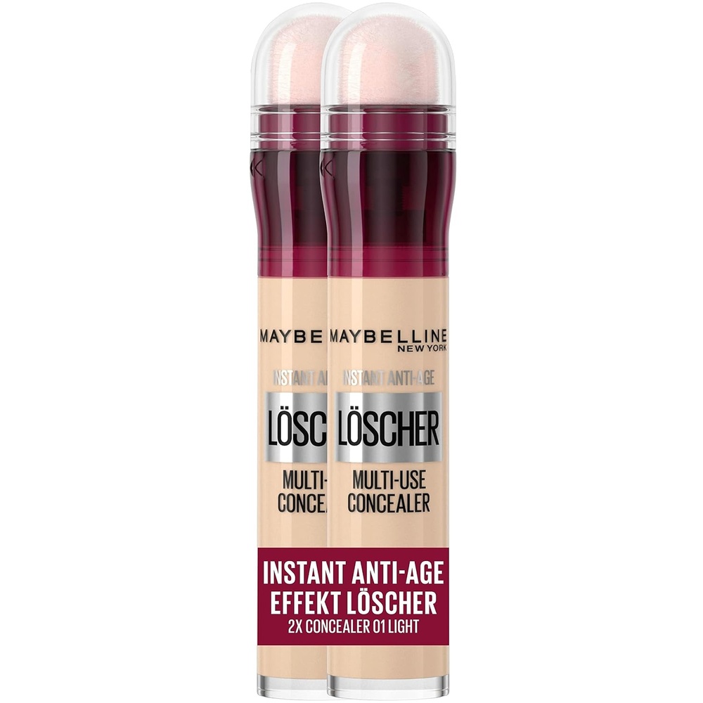 image:imageMaybelline New York Abdeckstift im Doppelpack Instant AntiAge Effekt Concealer Lscher mit MikroLschApplikator Nr 03 Fair 2 x 68 mlIAA 01 Light Doppelpack