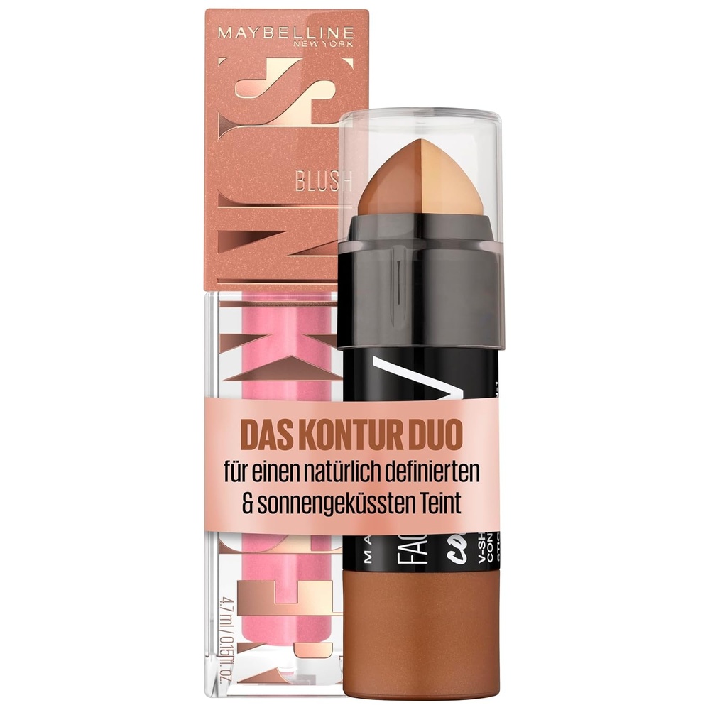 image:imageMaybelline New York Face Studio Contour DuoStick mit Highlighter und Bronzer Medium 7 g Sunkisser Blush fr sonnengekssten Glow Rouge mit lichtreflektierenden Perlen 05 Blazing Blush 47 ml