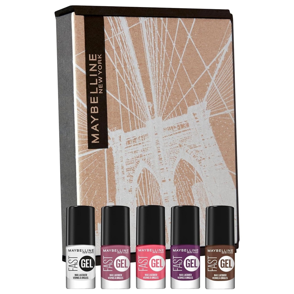 image:imageMaybelline New York NagellackSet mit GelEffekt fr farbintensive Ngel Fast Gel Full of Colors 01 Clear Top Coat 06 Orange Shot 07 Pink Charge 08 Wicked Berry 14 Smoky Rose