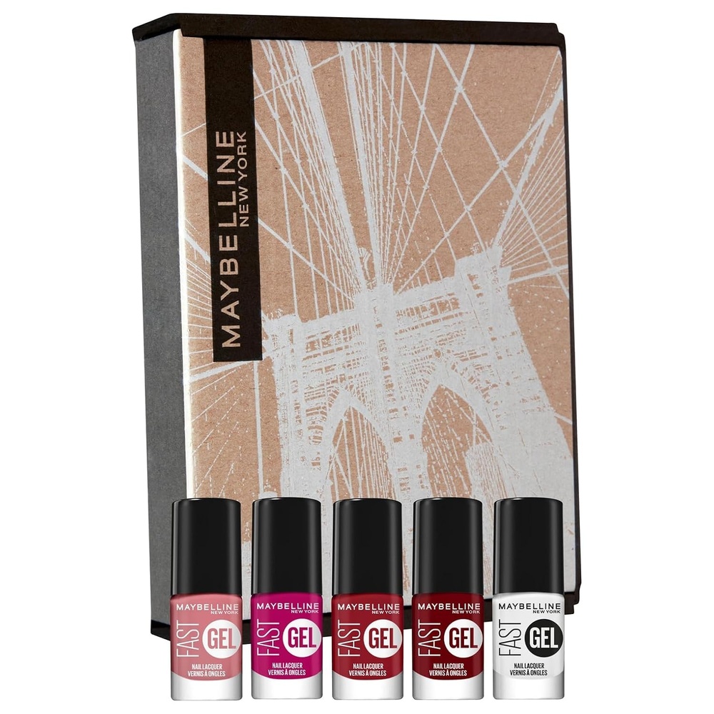 image:imageMaybelline New York NagellackSet mit GelEffekt fr farbintensive Ngel Fast Gel Pink Impact 01 Clear Top Coat 05 Twisted Tulip 10 Fuchsia Ecstacy 11 Red Punch 12 Rebel Red