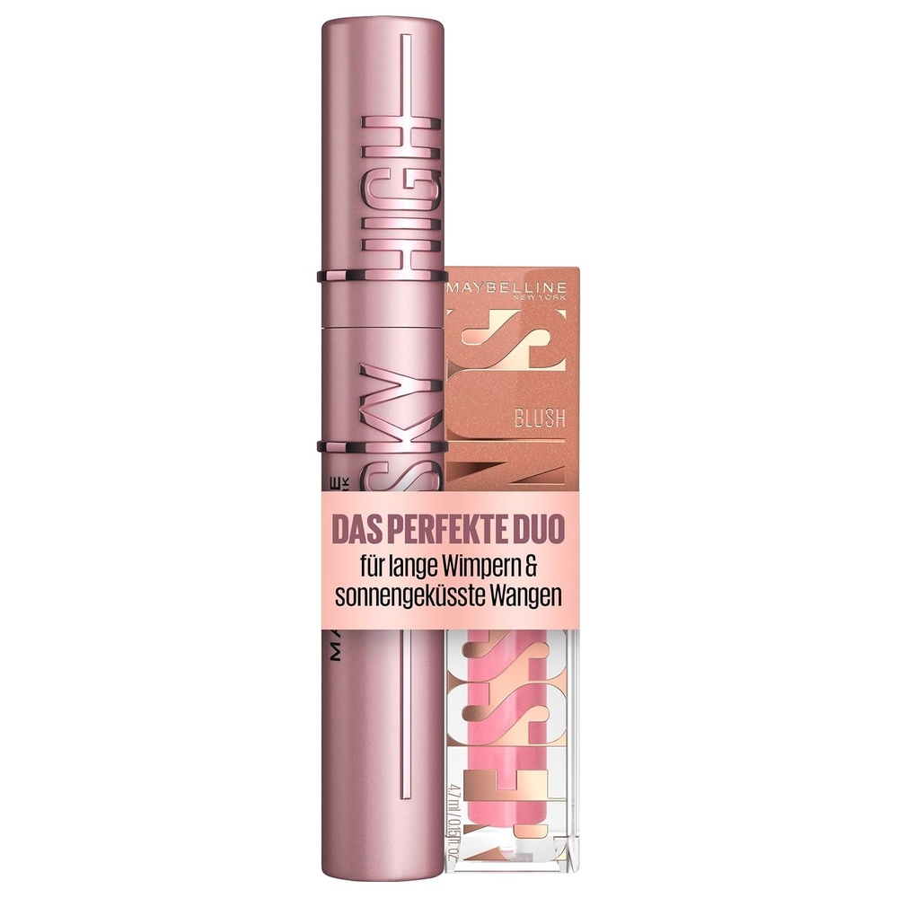 image:imageMaybelline New York Schwarze Wimperntusche fr lange Wimpern Lash Sensational Sky High Mascara Very Black Sunkisser Blush Flssiger Blush fr sonnengekssten Glow mit Vitamin E 03 Sol Search