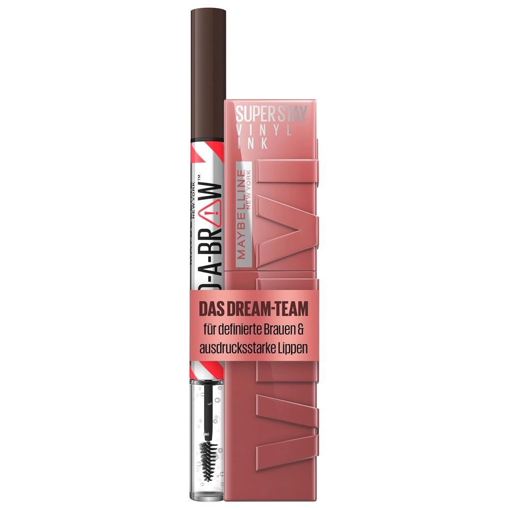 image:imageMaybelline New York flssiger Lippenstift Liquid Lipstick Super Stay Vinyl Ink 35 Cheeky 42 ml BuildABrow 2in1 Augenbrauenstift volle definierte Augenbrauen 260 Deep Brown