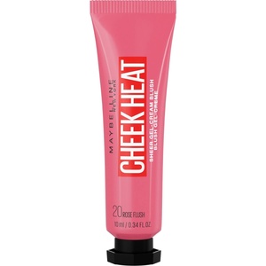 MAYBELLINE Cheek Heat Blush, Rouge, Gel-Formel, wasserbasierte Farbpigmente, glossyglänzendes Finish, 20 Rose Flash, 10 ml (1er Pack)(20 Rose Flash)