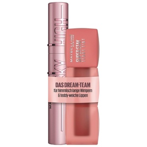 Make-Up Set Maybelline New York Schwarze Wimperntusche für extrem lange Wimpern, Lash Sensational Sky High Mascara, Very Black, 7,2 ml+ Maybelline New York Teddy Tint, 15 Skinnydip, 5 ml