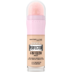 Maybelline New York 4-in-1 Make Up mit Concealer, BB Cream, Highlighter und Primer, für einen perfekten Teint, Foundation mit leichter Deckkraft, Instant Perfector Glow, Nr. 01 Light, 20 ml(Nr. 0.5 Fair Light Cool)