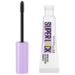 Maybelline New York Augenbrauengel, Für definierte Augenbrauen, Starker Halt ohne abzublättern oder zu kleben, Integriertes Styling-Bürstchen, Super Lock Brow Glue, Transparent, 8 g(Transparent)