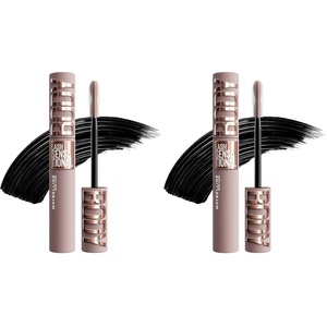 Maybelline New York Lash Sensational Body Mascara, Wimperntusche, Volumenmascara für 24H Wimpern-Lifting und 12x Volumen, mit Sanduhr-Kurven Bürste und Tonerde ohne Verklumpen, Schwarz, 9,5 ml(9.75 ml (2er Pack))