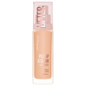 Maybelline New York Lifter Foundation, Flüssiges Make-up für strahlenden Teint mit Hyaluron und Niacinamid, polstert auf & spendet Feuchtigkeit, Nr. 220, 30 ml(Farbton 114)