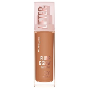 Maybelline New York Lifter Foundation, Flüssiges Make-up für strahlenden Teint mit Hyaluron und Niacinamid, polstert auf & spendet Feuchtigkeit, Nr. 220, 30 ml(Braun)