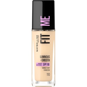Maybelline New York Make Up, Fit Me! Foundation mit LSF18, Für makellose Haut, Alle Hauttypen, Nr. 110 Porcelain, 30 ml(Nr. 110 Porcelain)